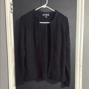 le Chois Vintage Textured Black Open Front Cardigan Size: S